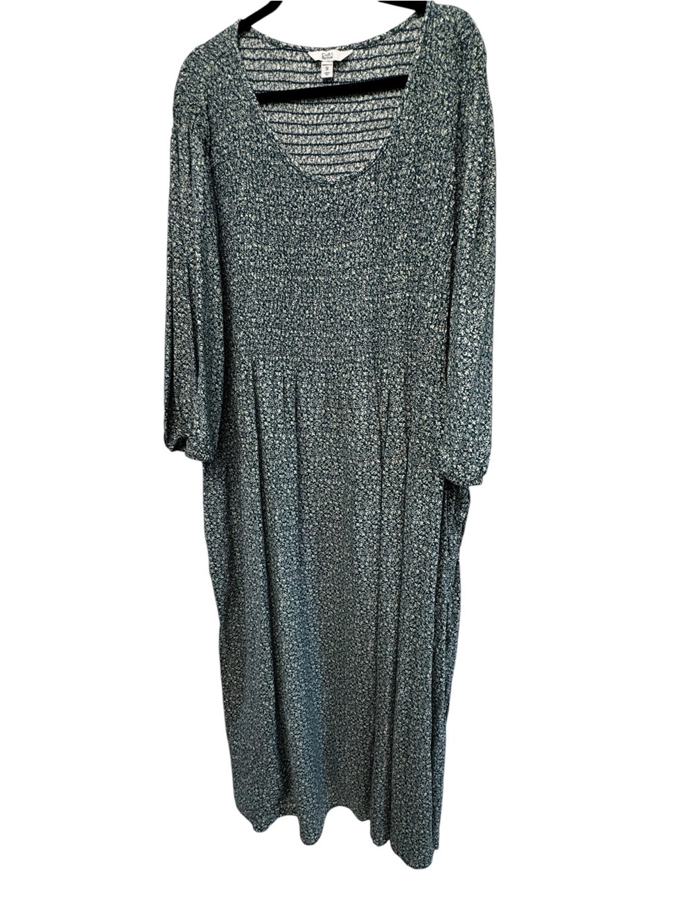 croft & barrow Teal Floral-Print Maxi Dress with Smocked Bodice